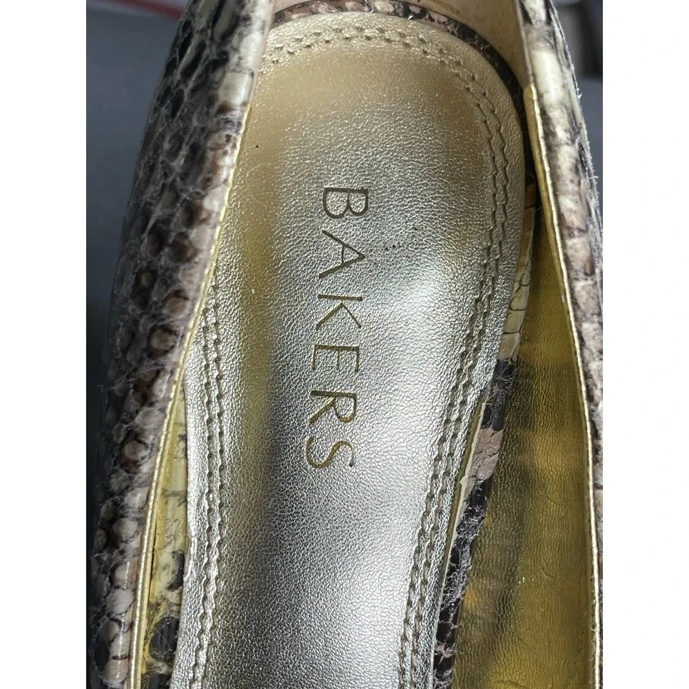 Bakers Womens Melina Platform High Heel Pumps‎ Tan Reptile Snakeskin Size 7